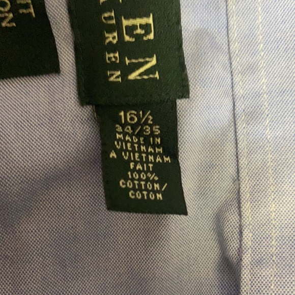 Ralph Lauren Slim Fit Button Down Shirt Blue 16.5 - Picture 7 of 9